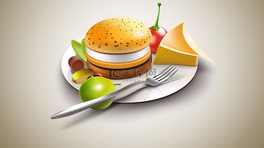 3D 图标形式的食物图形