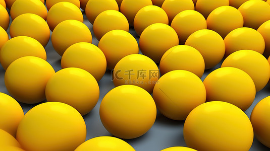 轻松有趣背景图片_黄色充气球图案的时尚时尚 3D 渲染