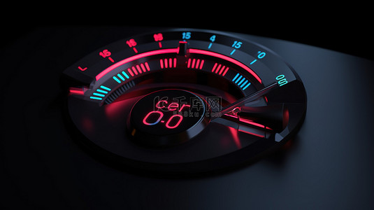 控制面板背景图片_车速表信用评级刻度图标显示正常风险，带有 90 指示器控制面板的 3D 插图