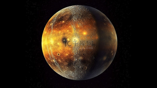 太空背景下逼真的水星行星的令人惊叹的 3D 渲染