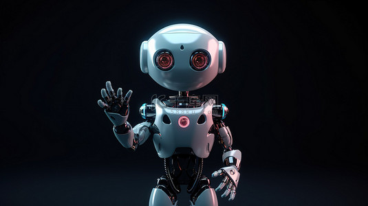 可爱的 ai 机器人在 3d 渲染中精确指向