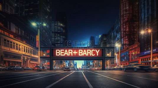 横幅广告促销背景图片_黑色星期五广告牌的夜间城市景观 3D 渲染