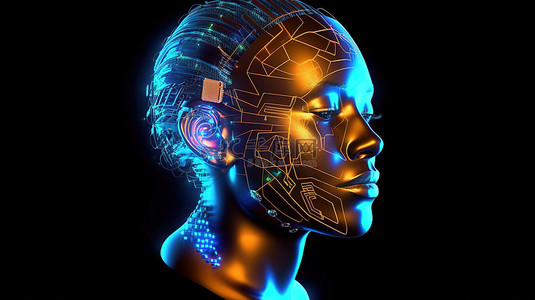 人头mg背景图片_未来派全息机器人头与 3D 技术渲染的抽象比索货币面