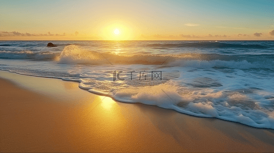 太阳海洋天空晚霞日落海滩风景