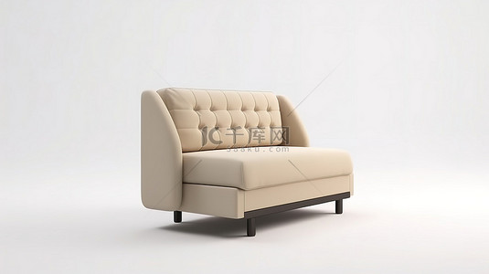 舒适小空间背景图片_从侧面看到的米色小沙发的 3D 渲染非常适合您的生活空间