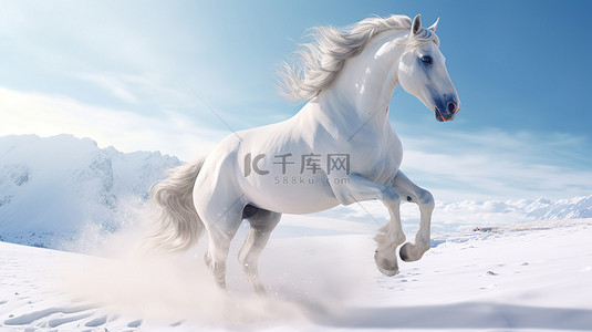 白马背景图片_一匹白马的令人惊叹的 3D 渲染