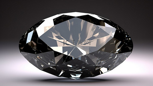 椭圆形黑钻石宝石的 3d 渲染