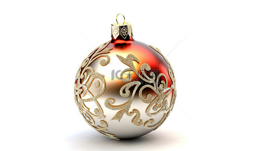 埃尔背景图片_白色背景上孤立圣诞球的 3d 插图