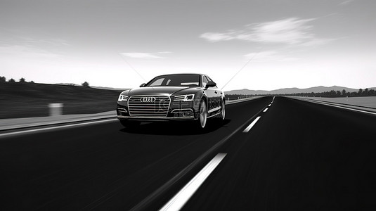 车速表背景图片_光滑的黑色车辆在高速公路 3d 渲染上巡航
