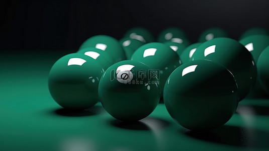 台球比赛背景图片_绿色台球桌台球在 3d 渲染隔离在白色背景