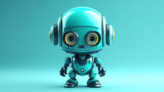 站立机器人的可爱 3D 插图