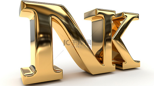 3d 渲染中的孤立金色 jkl 字母强调 m n 和 o 的教育