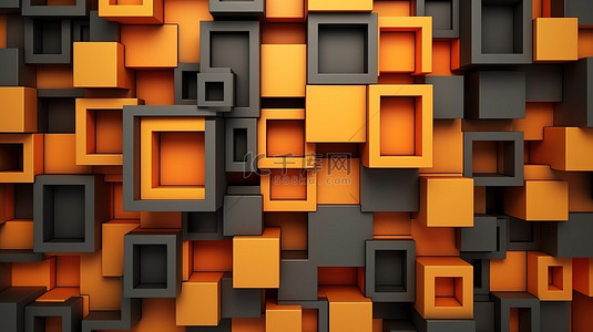 3D 渲染的矩形框架形成抽象墙