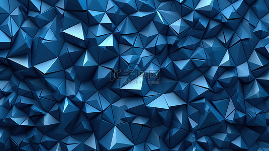 多色调背景图片_使用 3D 渲染创建的蓝色色调纹理垃圾表面的抽象三角形