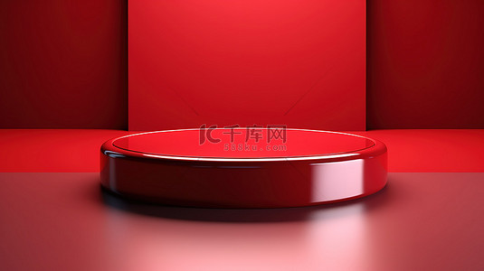 产品动画背景图片_圆形红色平台产品的 3D 动画展示
