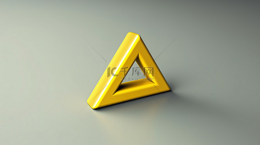 用三角形符号描绘正确方向的黄色轮廓箭头图标的 3D 渲染