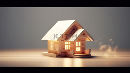 3d房屋模型背景图片_小木屋 3D 插图微型房子