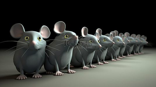 老鼠卡通背景图片_3d 渲染中的卡通老鼠