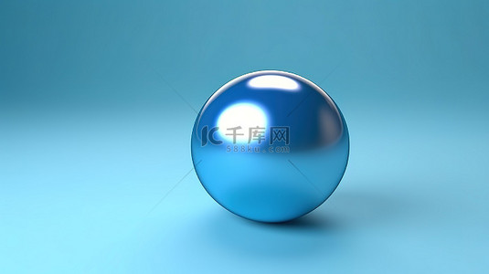 蓝色背景上蓝色孤立球体的 3d 渲染
