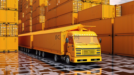 物流货物背景图片_令人惊叹的运输和物流概念 3D 渲染