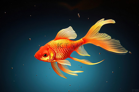 一条橙色的鱼在水面游动