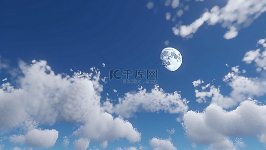 水彩白云背景图片_月亮天空颗粒云
