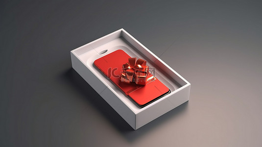 电信诈骗四个背景图片_显示智能手机的孤立白色礼品盒的 3D 渲染