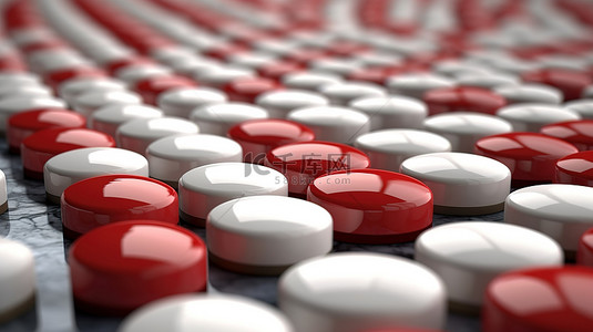 药材背景图片_充满活力的红色和白色药丸胶囊，用于改善健康 3D 渲染插图