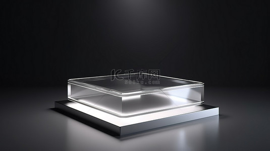 银色背景图片_抽象的 led 方形灯增强了 3d 渲染的银色讲台产品展示架