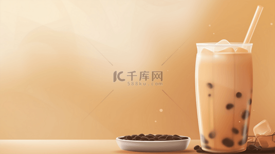 平面杯子背景图片_奶茶平面极简背景图棕色