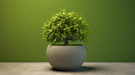 树的插图背景图片_盆中绿色植物 3D 渲染的高清图像