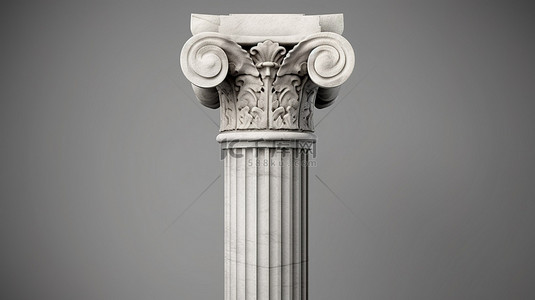 罗马建筑背景背景图片_带有资本的古希腊柱的孤立灰色背景 3D 模型