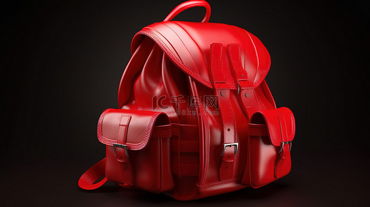 红色背包 3d 图标完美适合回到学校