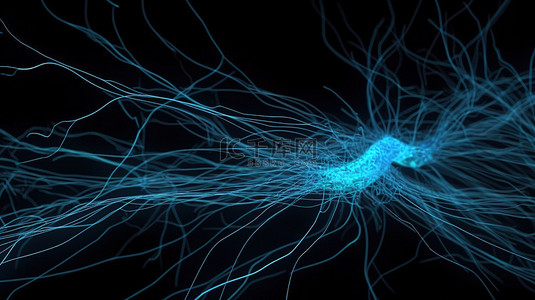 蓝色神经系统信号在 3d 渲染中传输