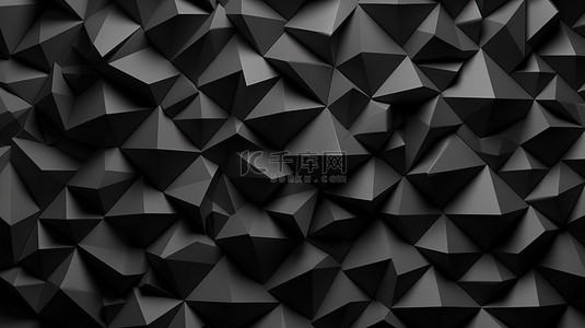 1 黑色背景上三角形图案的 3D 渲染