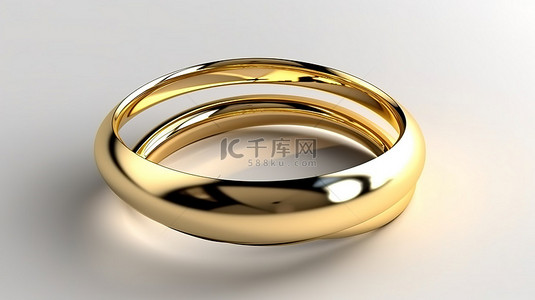 3D 渲染展示了两个金婚戒指的统一概念