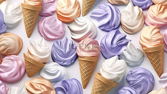 3D 渲染无缝冰淇淋图案的图片