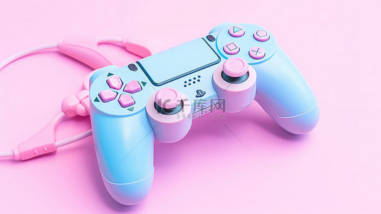 淡粉色和蓝色游戏配件游戏手柄和 3d 眼镜