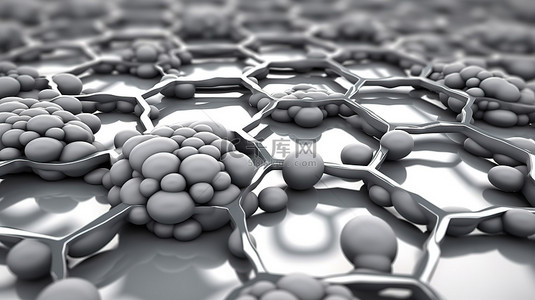 用于医学和生物学分子研究的灰细胞背景 3D 插图
