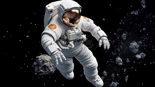 3d 宇航员在渲染插图中踢足球