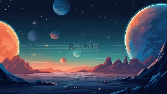 火箭插画背景图片_游戏宇宙航空绿色