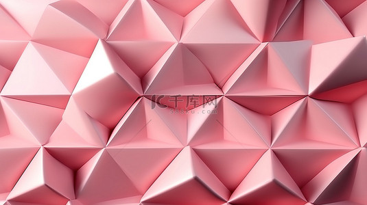 几何粉红色三角形层背景与抽象照明 3d 渲染
