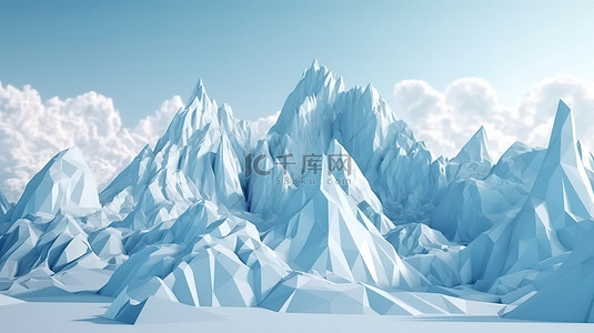 自然环境中令人心寒的美丽低聚渲染冰山