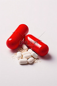 两颗红色药丸和一个白点坐在一起