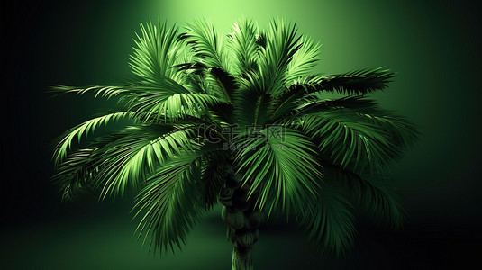 3d 棕榈树，绿色色调