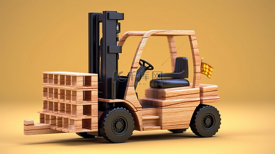 装载背景图片_装载俄克拉荷马州制造的出口木箱的叉车的 3D 渲染