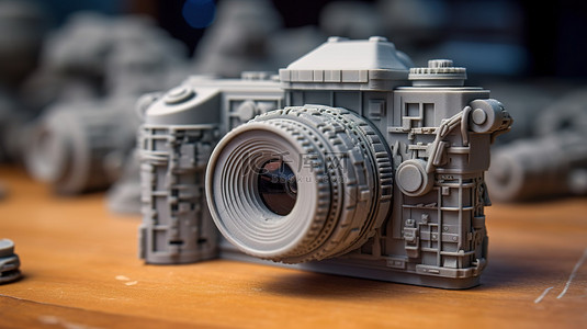 3D 打印相机快门模型，灰色饰面