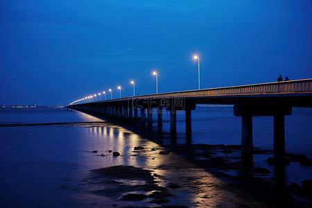 深圳跨海大桥背景图片_跨海大桥上看到黄昏