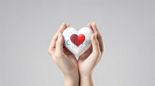 心形韩国手势的 3D 渲染是爱与感情的象征