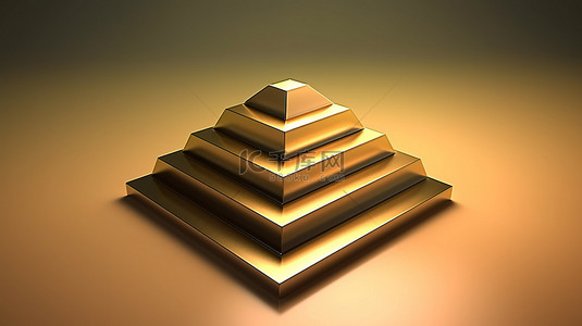 透视背景与四层金字塔的概念 3D 渲染